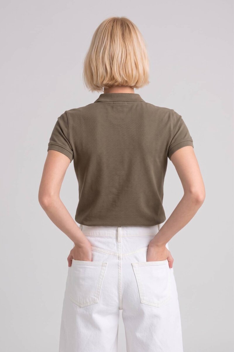 Kahverengi %100 Pamuk Polo Tişört - 5