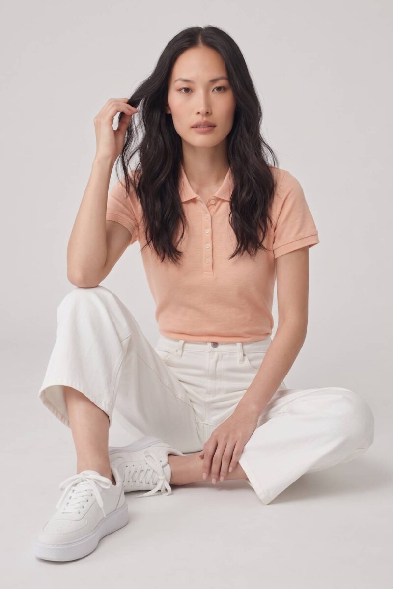 Turuncu %100 Pamuk Polo Tişört - 3