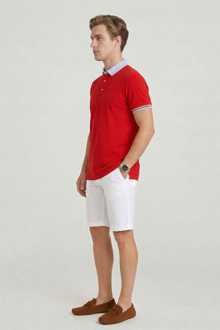Red 100% Cotton Polo Shirt - 4