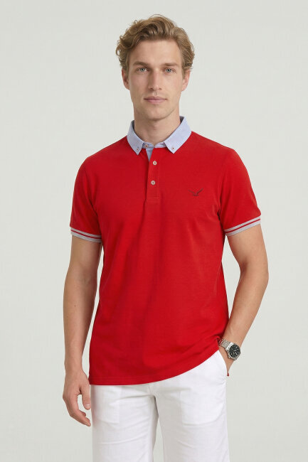 Red 100% Cotton Polo Shirt - 1