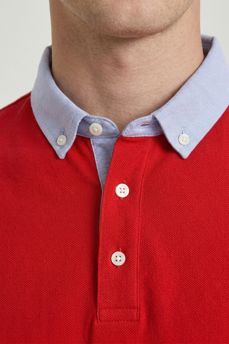 Red 100% Cotton Polo Shirt - 3