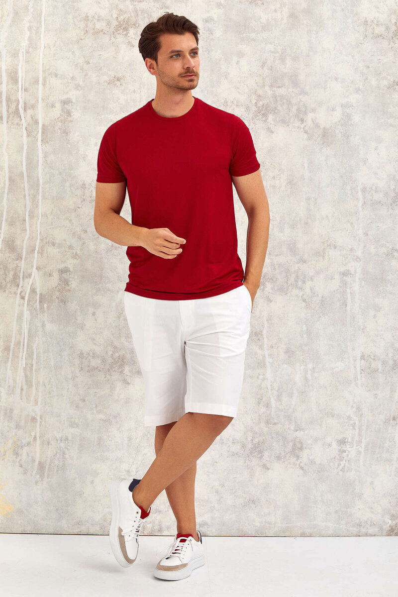 Burgundy Crew Neck Basic T-shirt