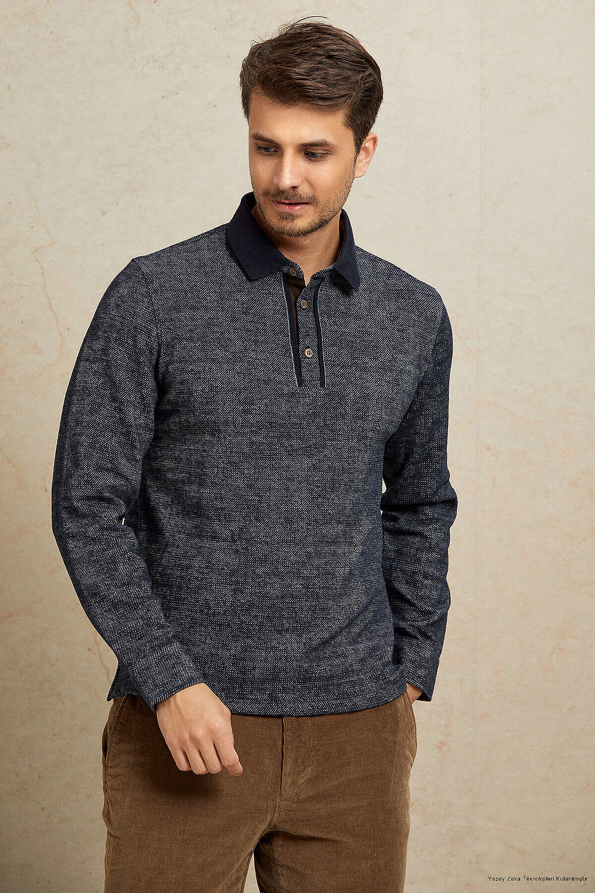 Navy Polo Sweatshirt - 1