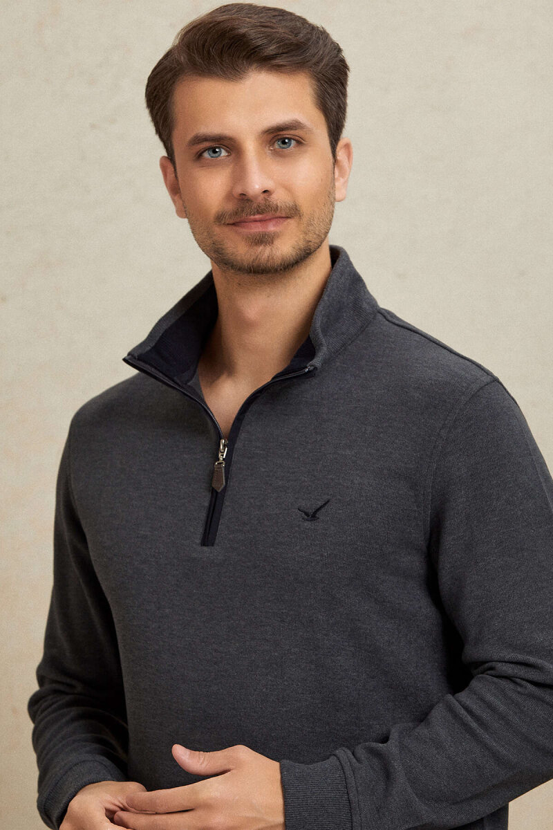 Antrasit Pamuklu Sweatshirt (1)