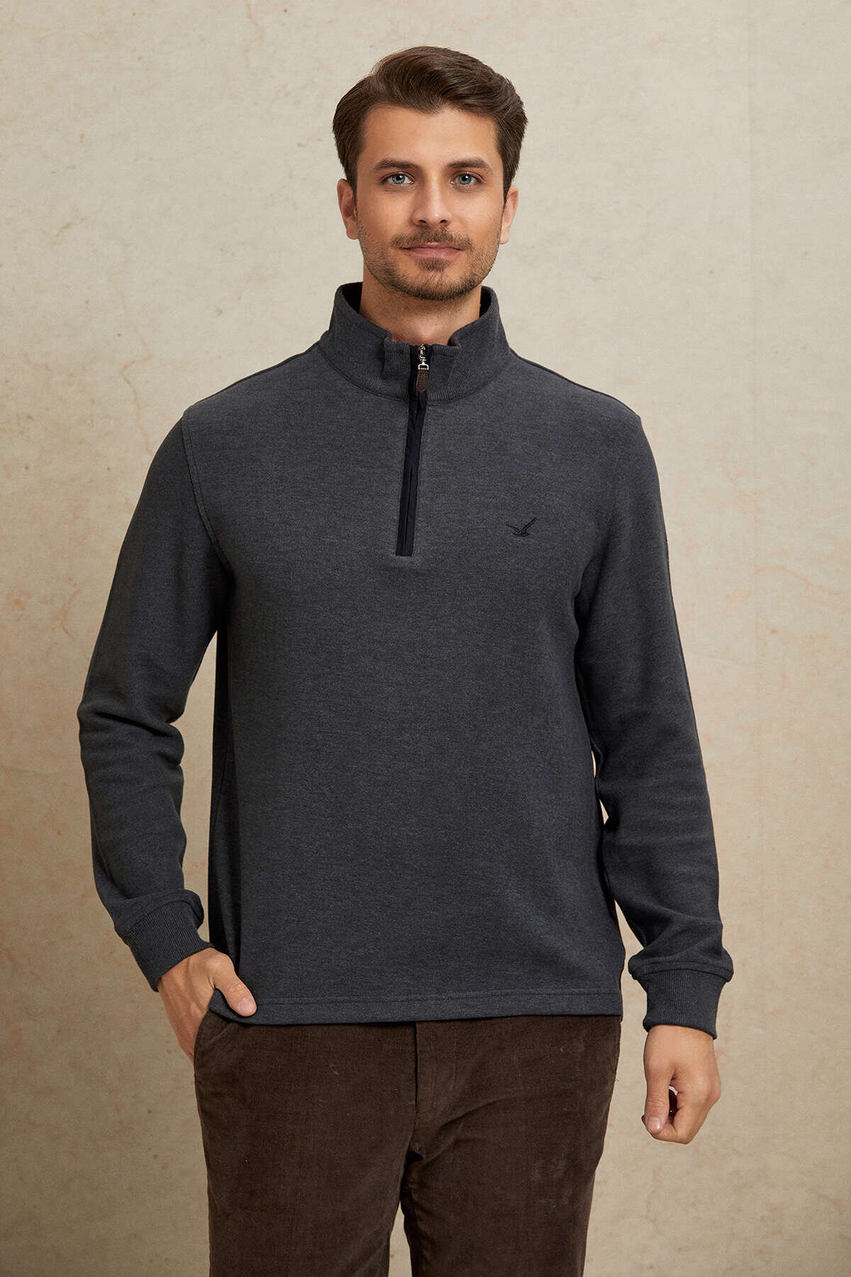 Antrasit Pamuklu Sweatshirt - 6