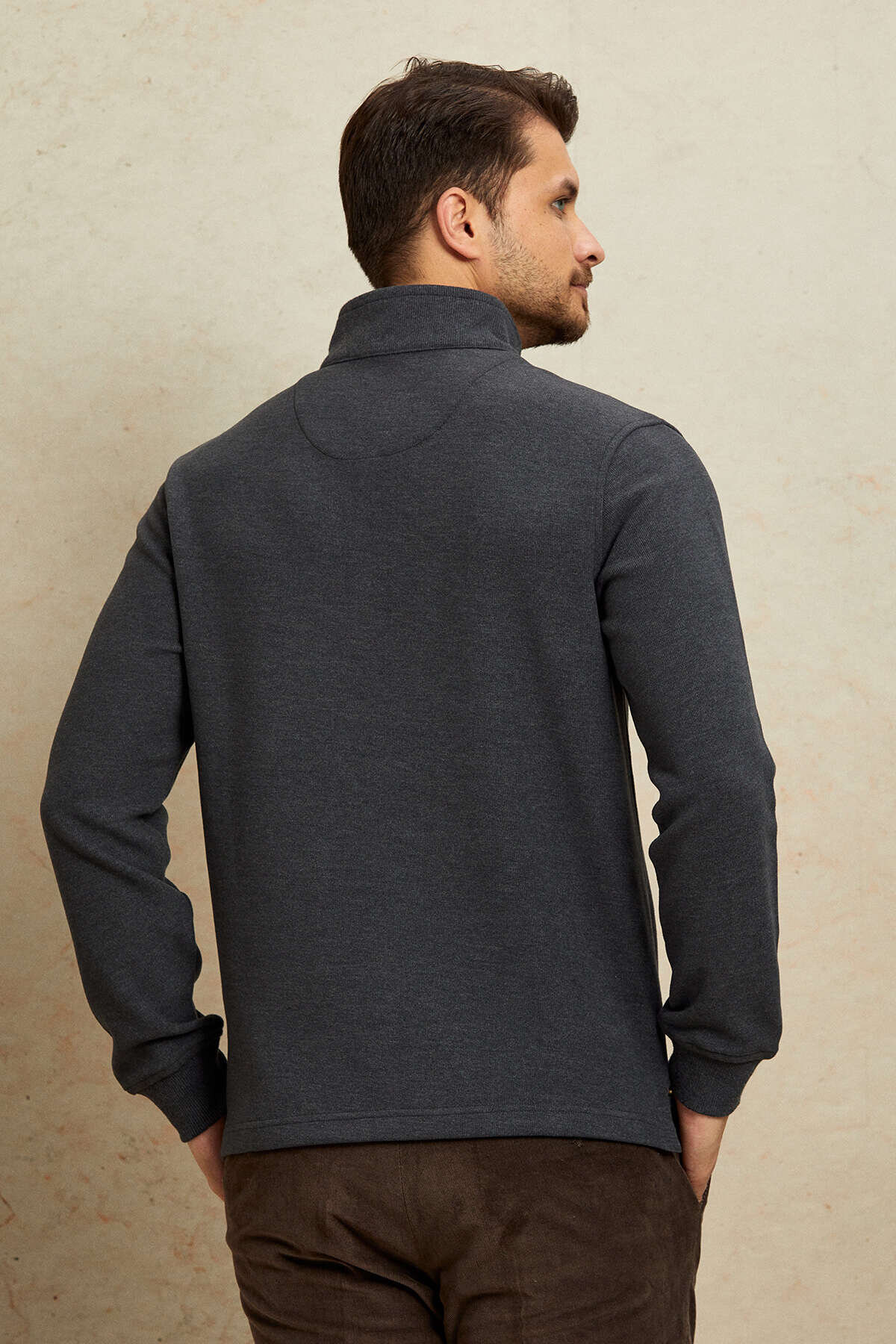 Antrasit Pamuklu Sweatshirt - 7