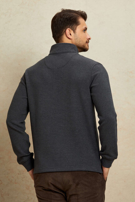 Antrasit Pamuklu Sweatshirt - 7