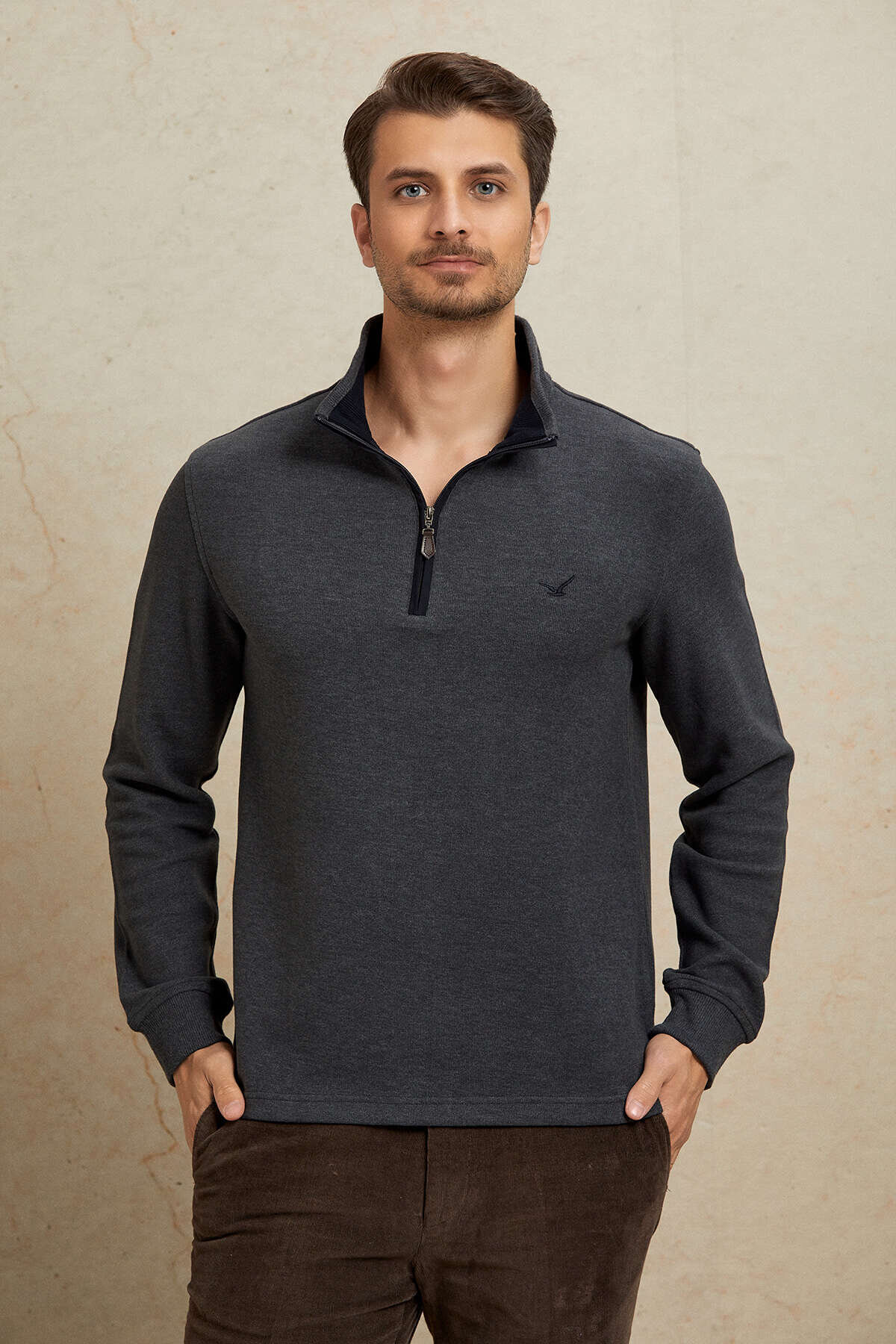 Antrasit Pamuklu Sweatshirt - 3