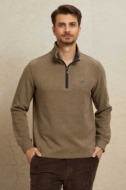 Bej Pamuklu Sweatshirt - 1