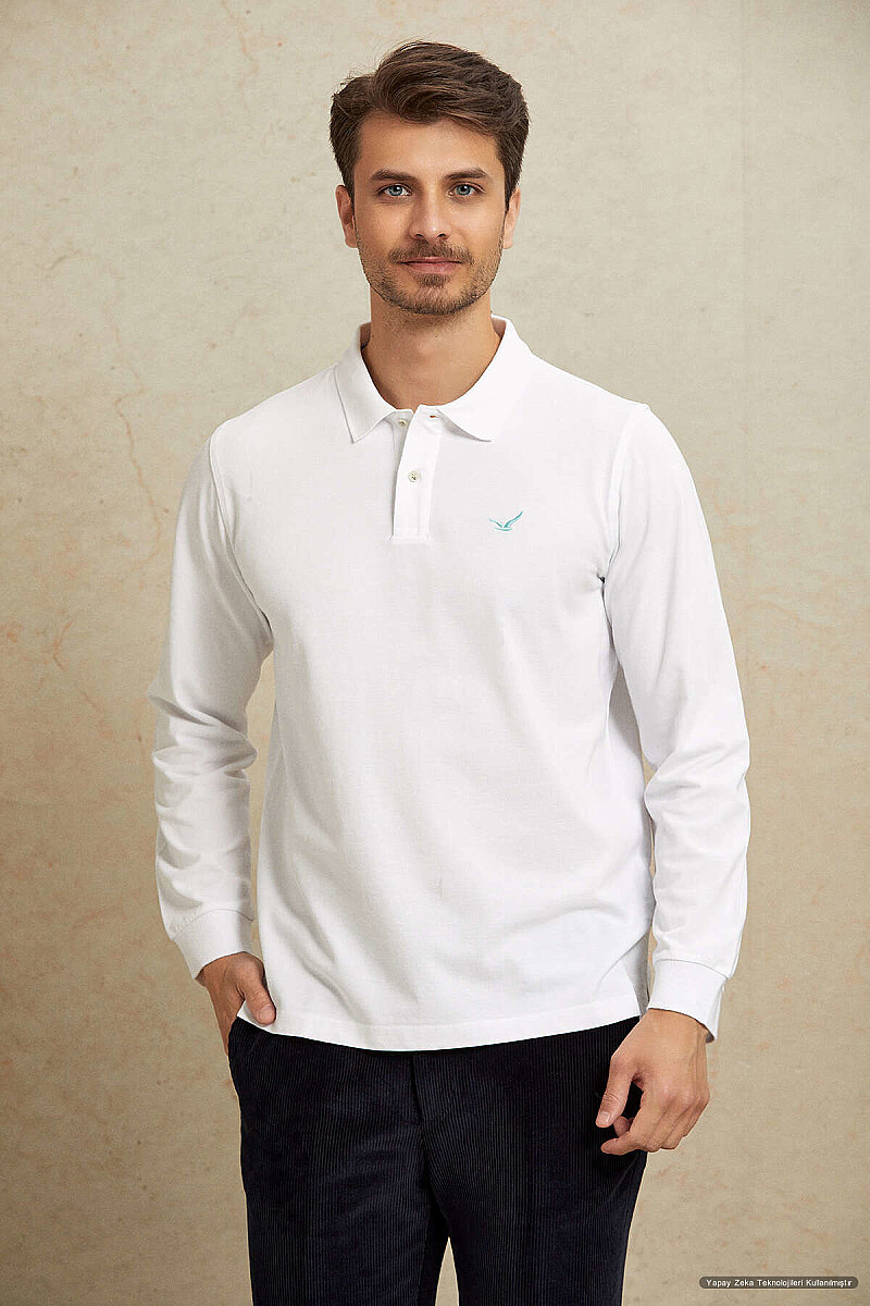 White 100% Cotton Polo Sweatshirt (1)