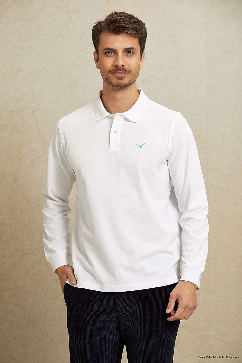 White 100% Cotton Polo Sweatshirt