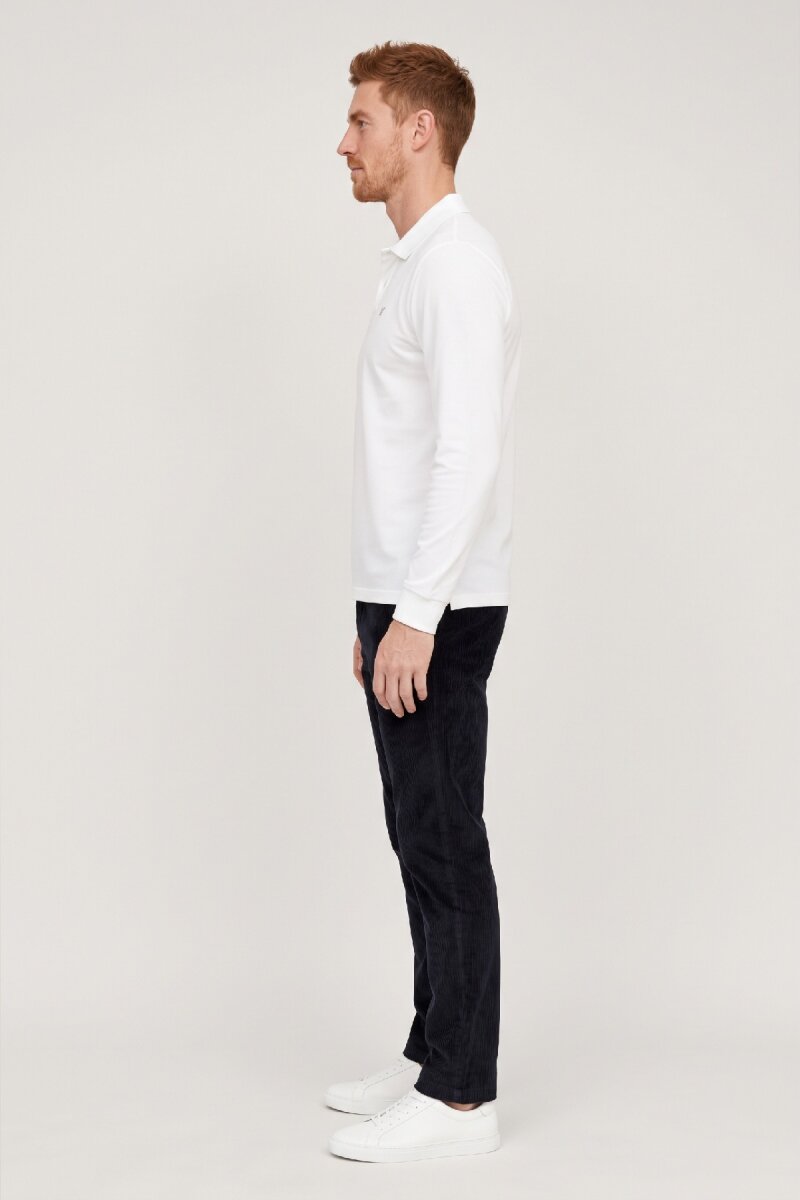 White 100% Cotton Polo Sweatshirt - 3