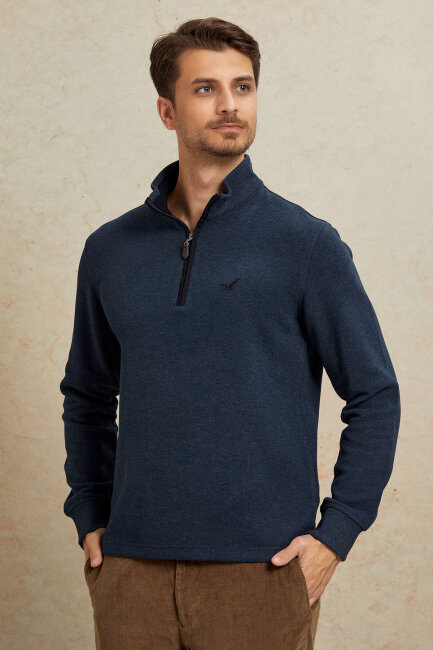 Indigo Pamuklu Sweatshirt - 6