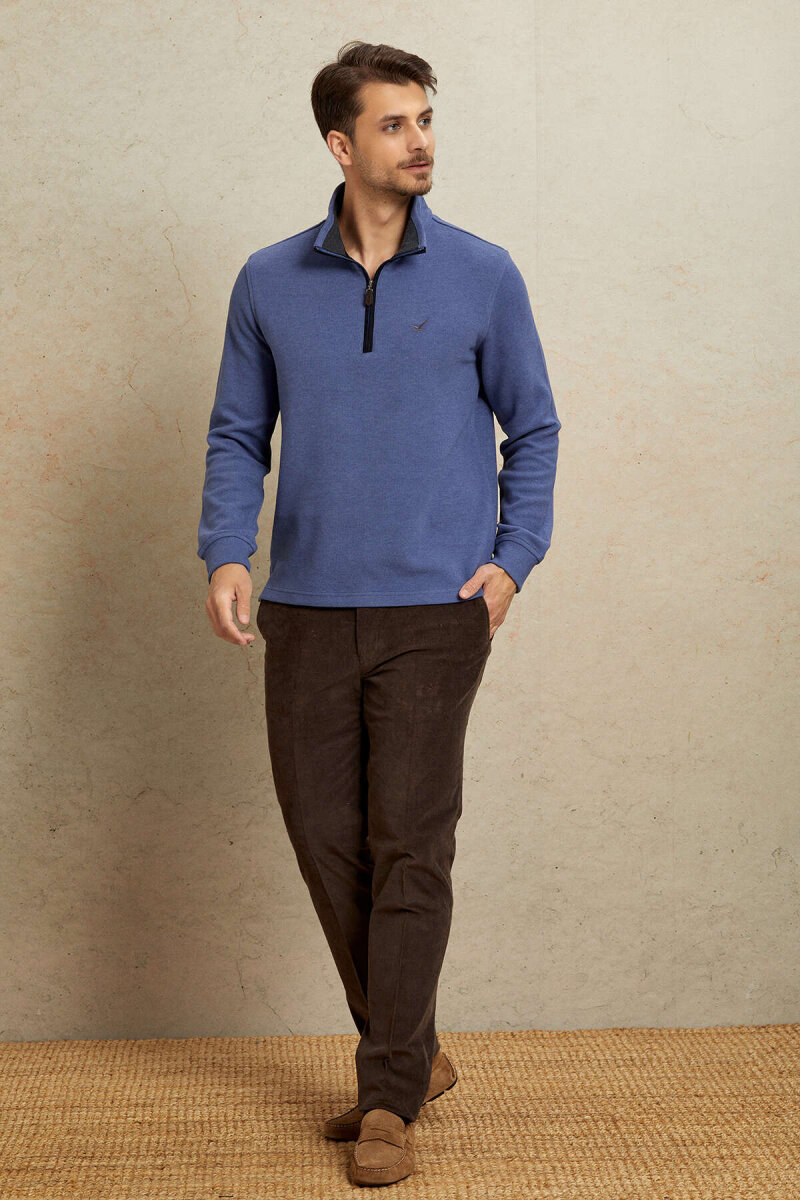 Mavi Pamuklu Sweatshirt - 3