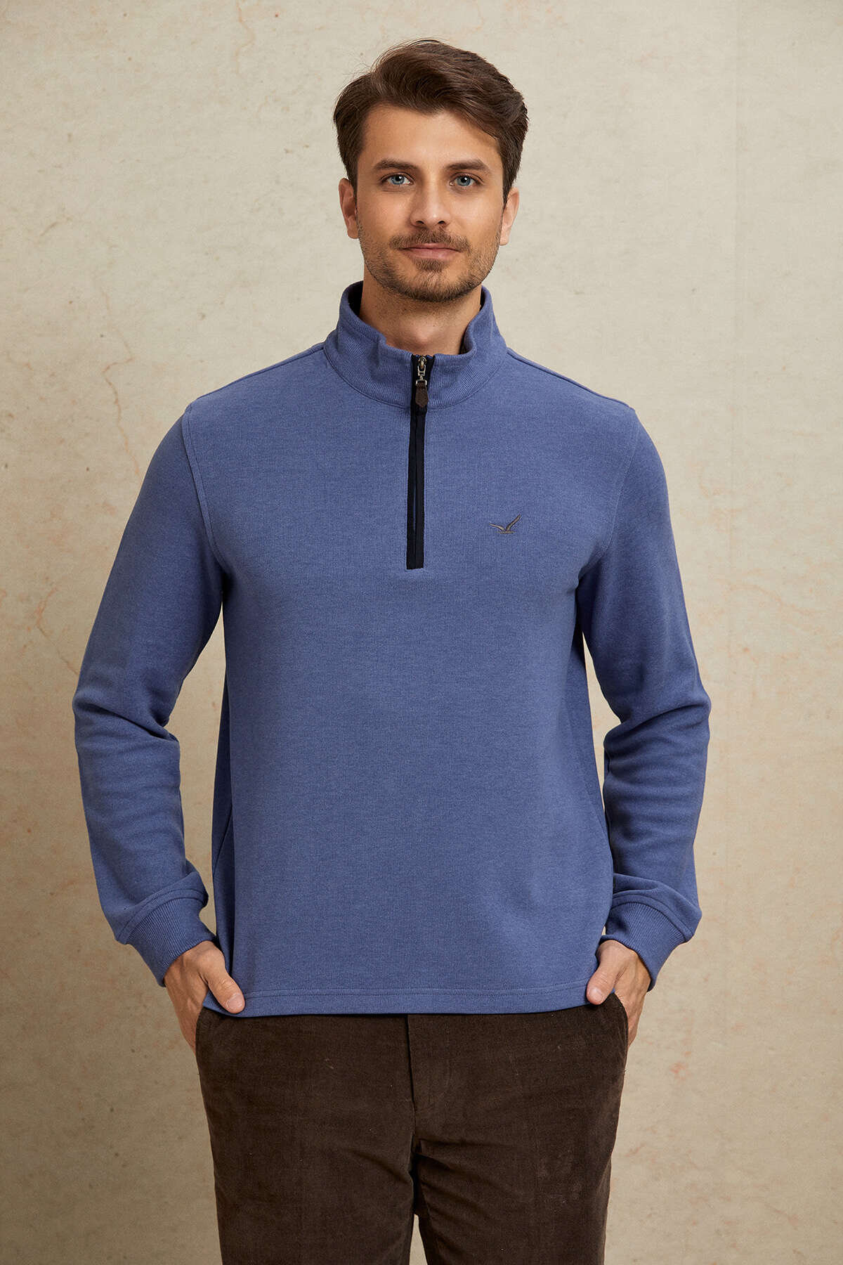 Mavi Pamuklu Sweatshirt - 5
