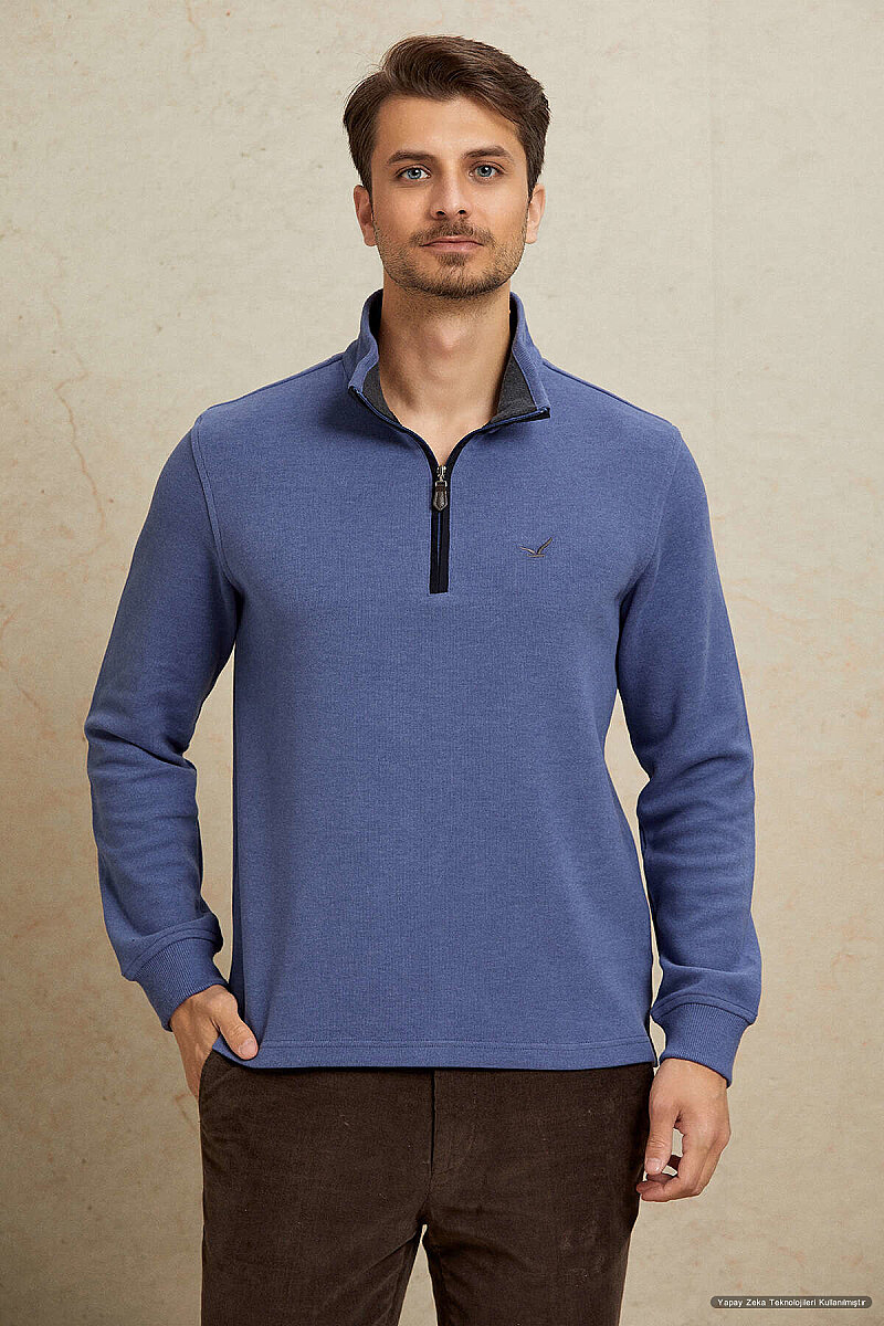 Mavi Pamuklu Sweatshirt (1)