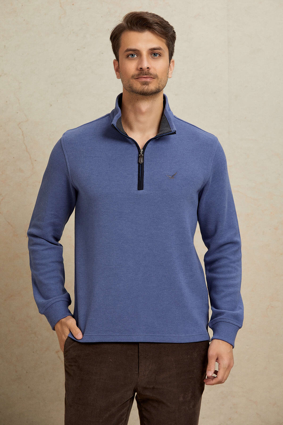 Mavi Pamuklu Sweatshirt - 1