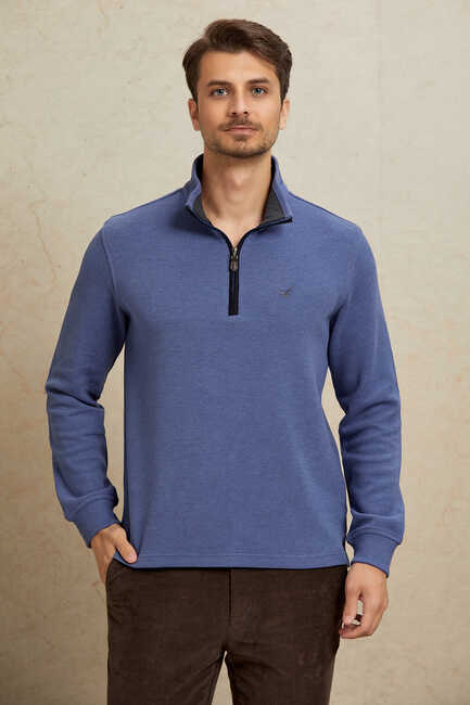 Mavi Pamuklu Sweatshirt