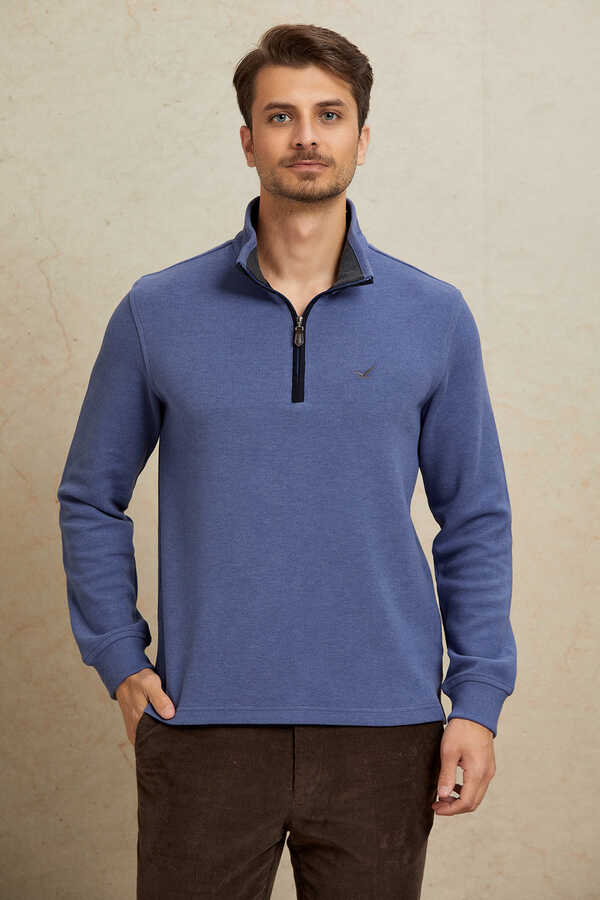 Mavi Pamuklu Sweatshirt