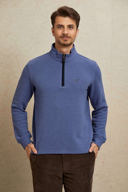 Mavi Pamuklu Sweatshirt - 5