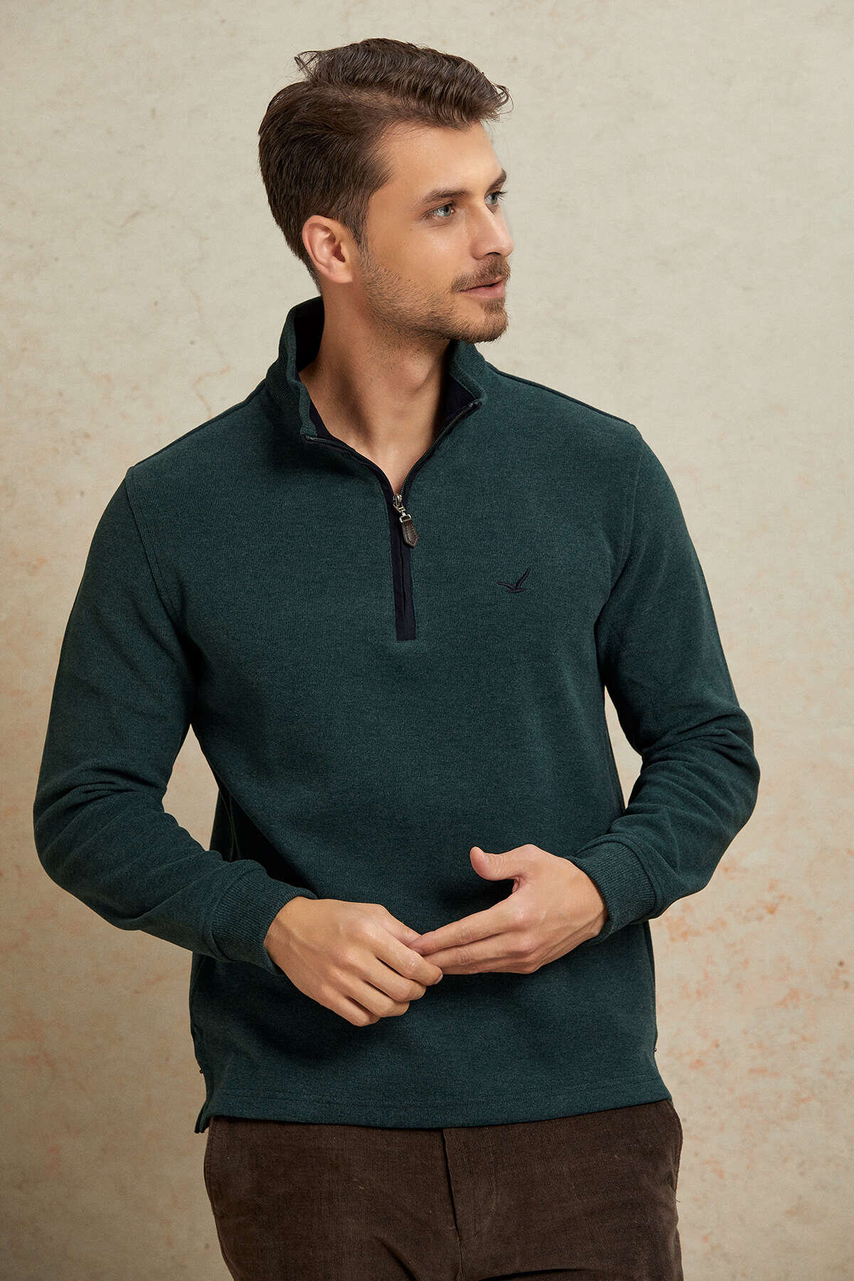 Yeşil Pamuklu Sweatshirt - 4