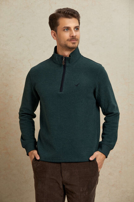Yeşil Pamuklu Sweatshirt - 6