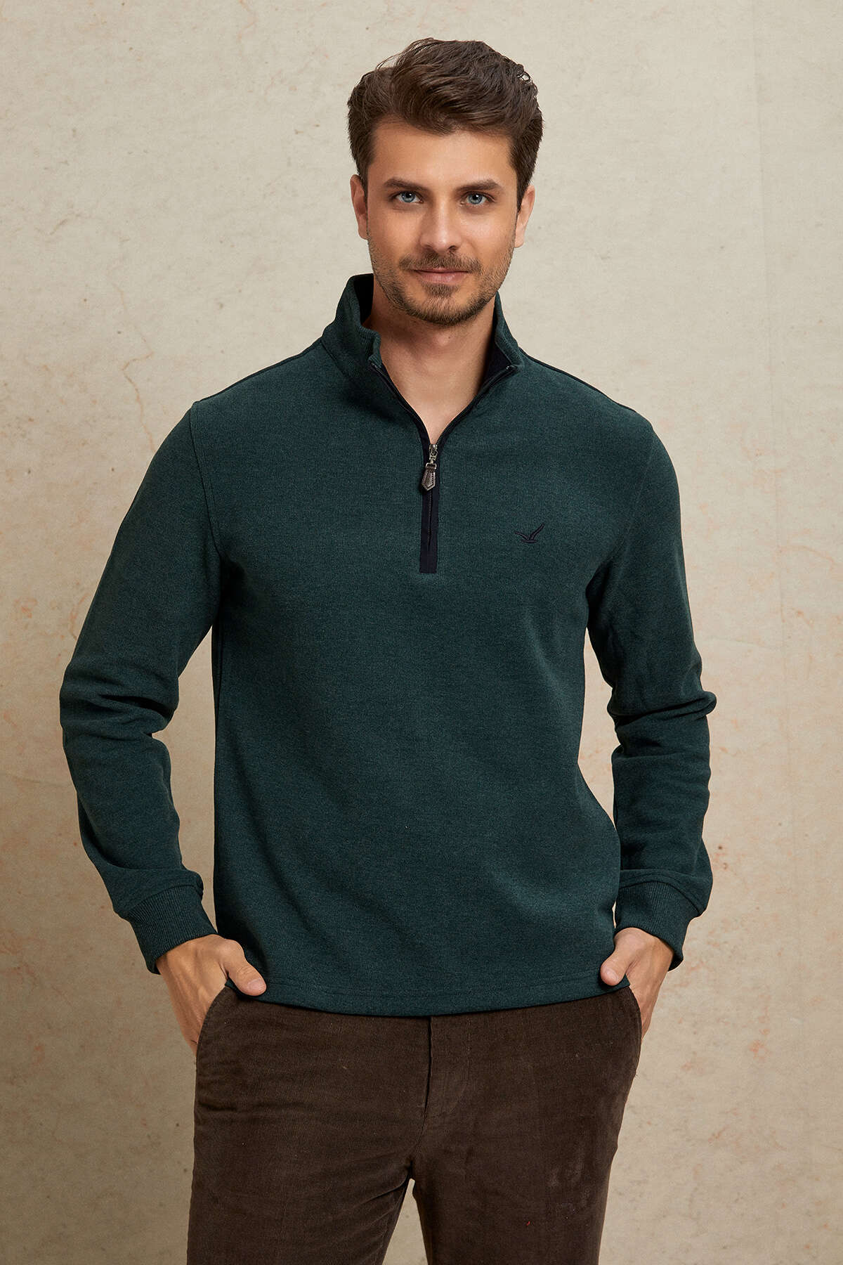 Yeşil Pamuklu Sweatshirt - 1