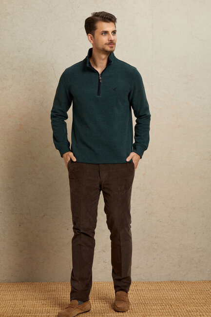 Yeşil Pamuklu Sweatshirt - 3